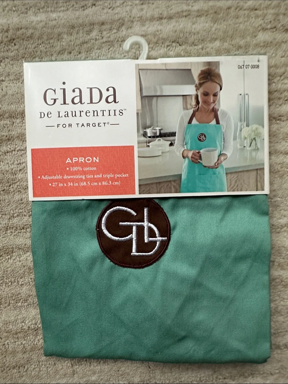 Giada De Larentiis Target Apron Cotton Adjustable Drawstring Ties Triple Pockets